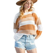 Damen Strukturpullover mit Streifen