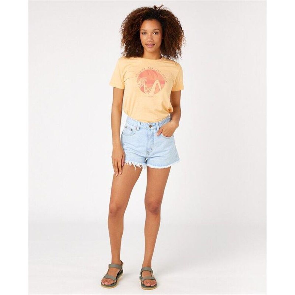 Damen T-Shirt Rip Curl Crew Neck Beige - Mode & Accessoires