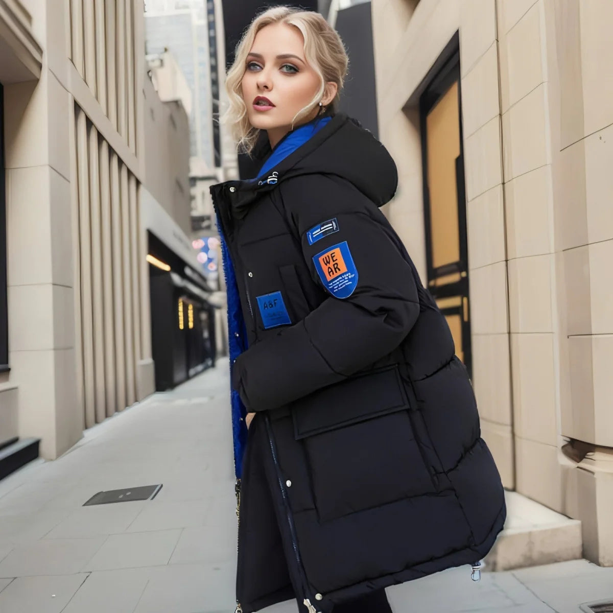 Damen Wende-Steppjacke mit Kapuze – Produktansicht 5