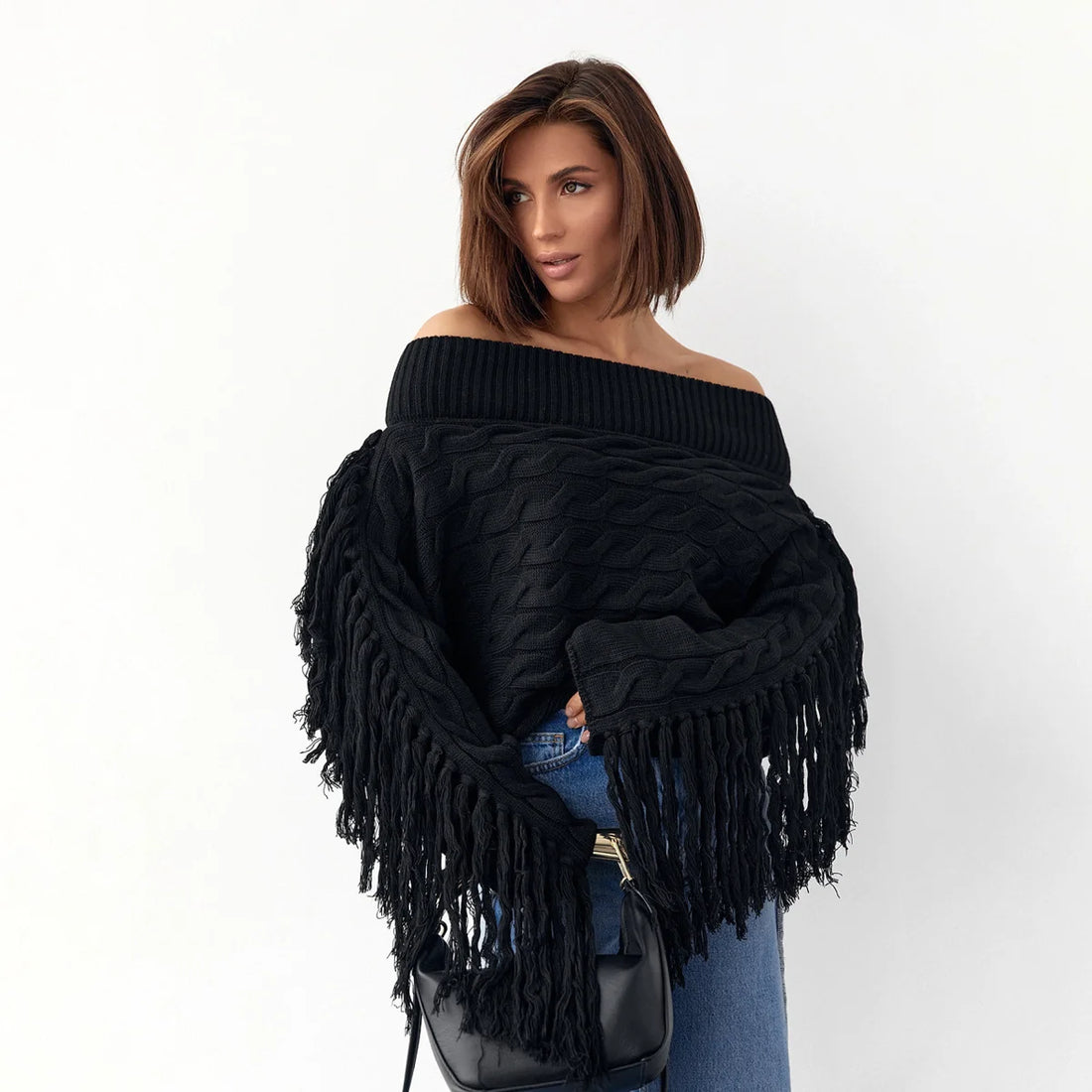 Damen Wollpullover mit Fransen – Detailansicht 4