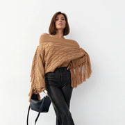 Damen Wollpullover mit Fransen