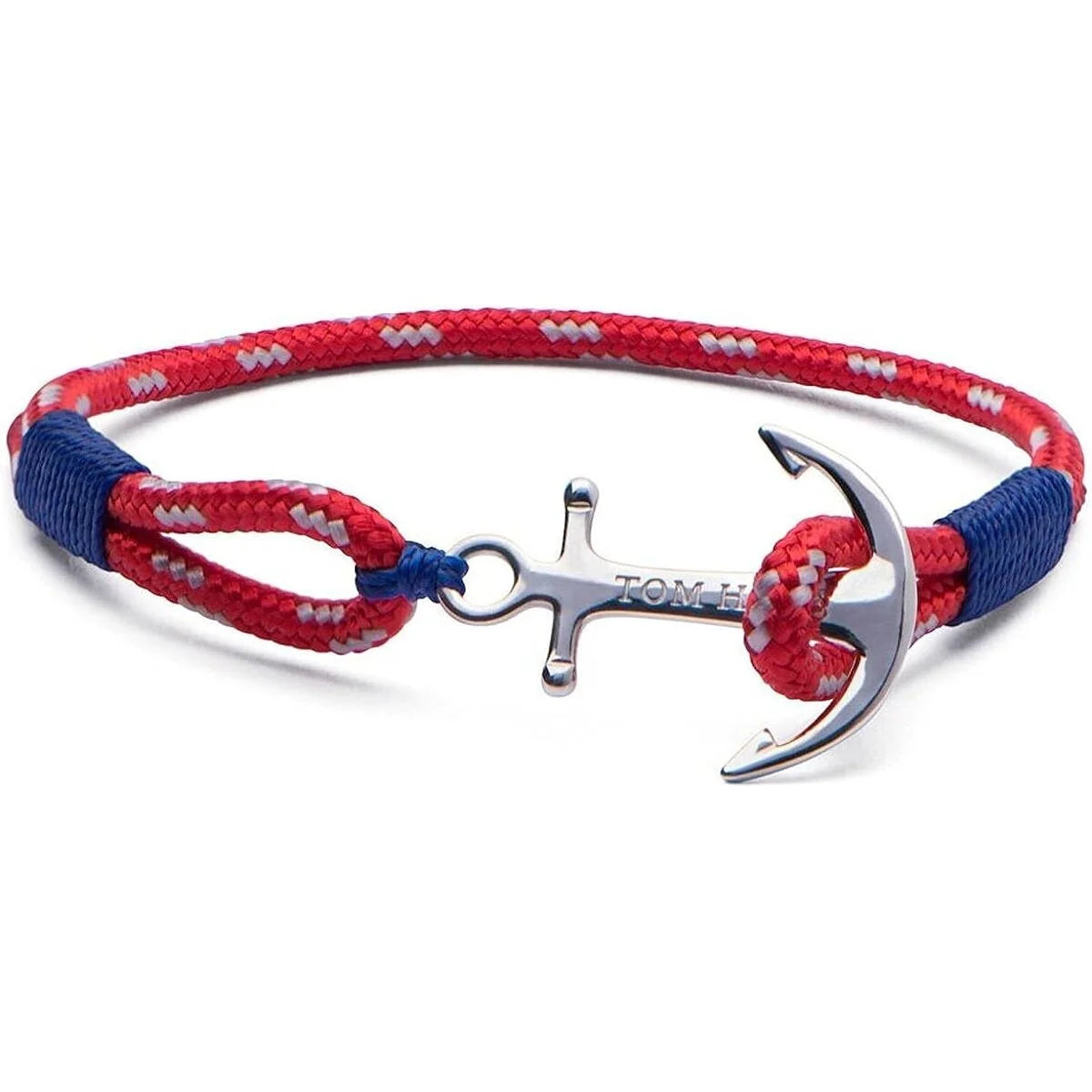 Tom Hope TM00 Textilarmband in Rot und Blau mit silberfarbenem Anker