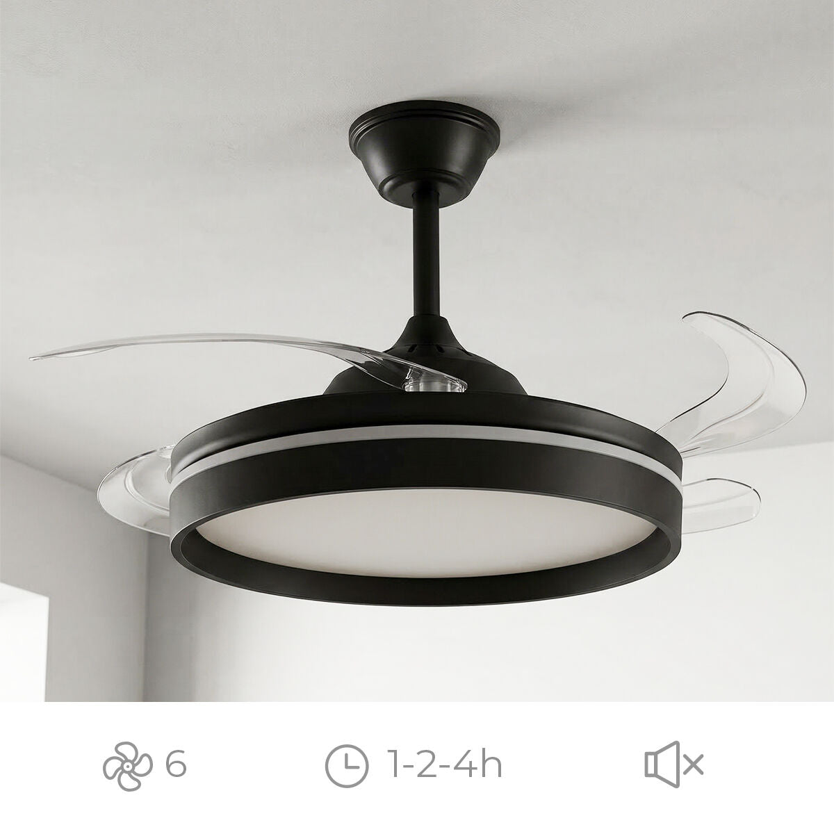 Deckenventilator LED einziehbaren Flügeln Fernbedienung