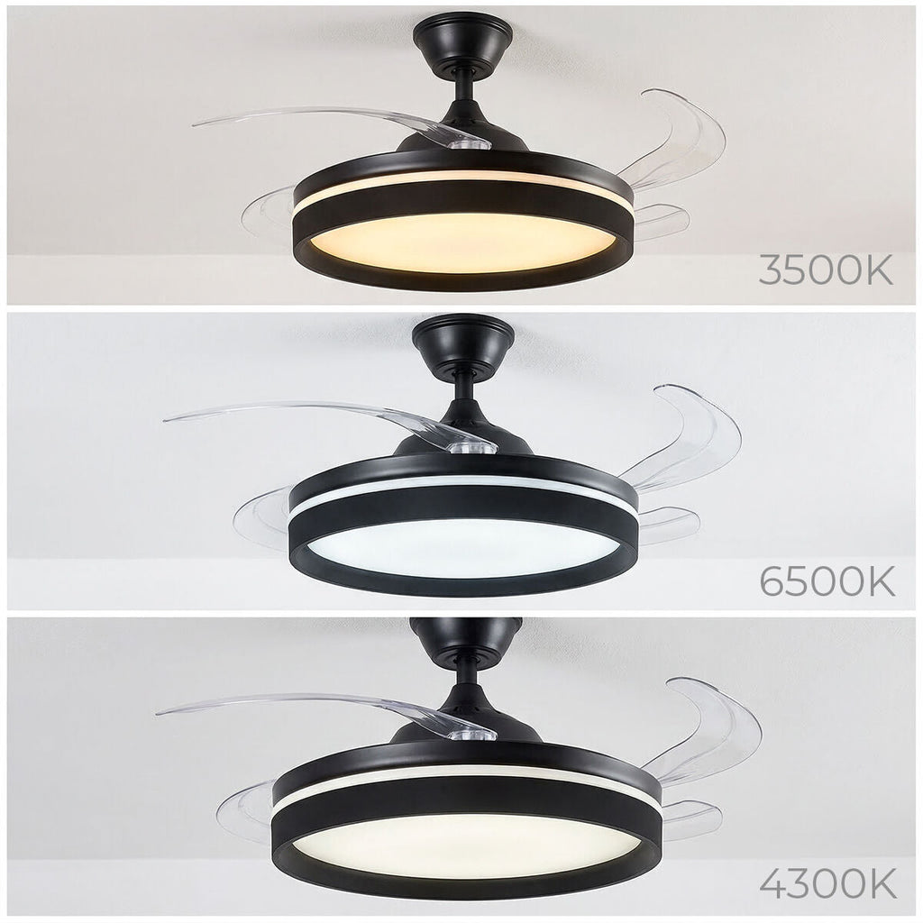 Deckenventilator LED einziehbaren Flügeln Fernbedienung