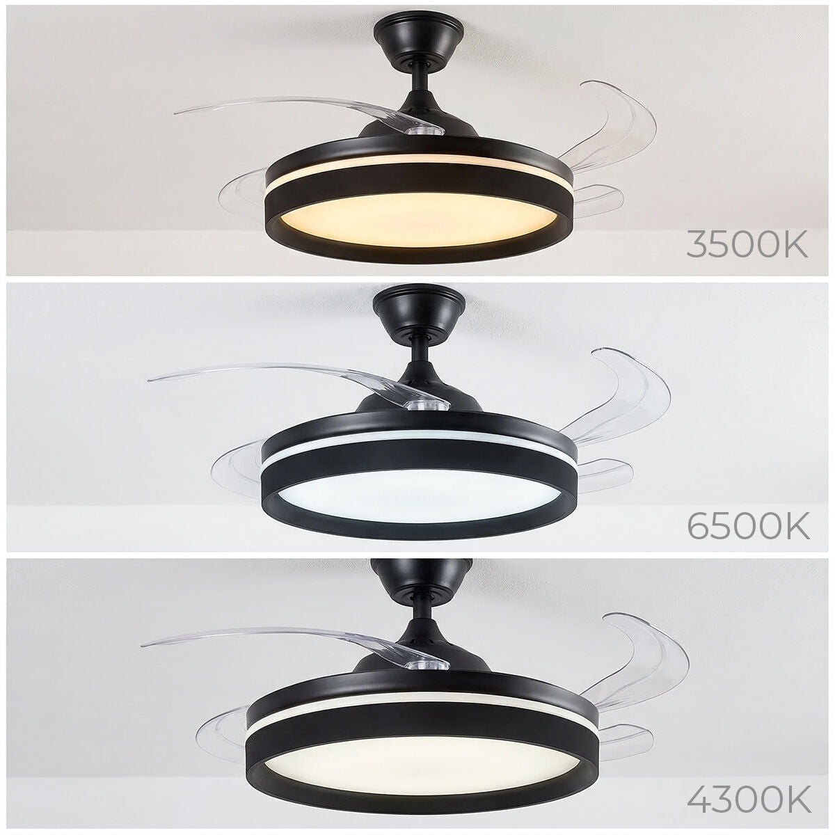 Deckenventilator LED einziehbaren Flügeln Fernbedienung
