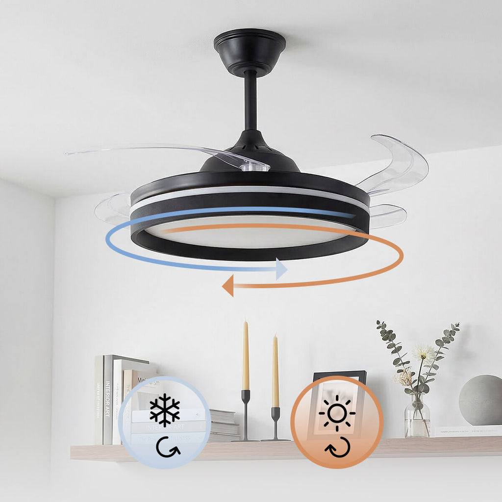 Deckenventilator LED einziehbaren Flügeln Fernbedienung