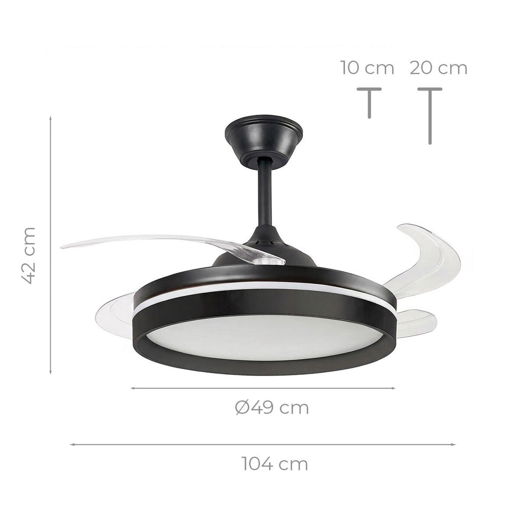 Deckenventilator LED einziehbaren Flügeln Fernbedienung
