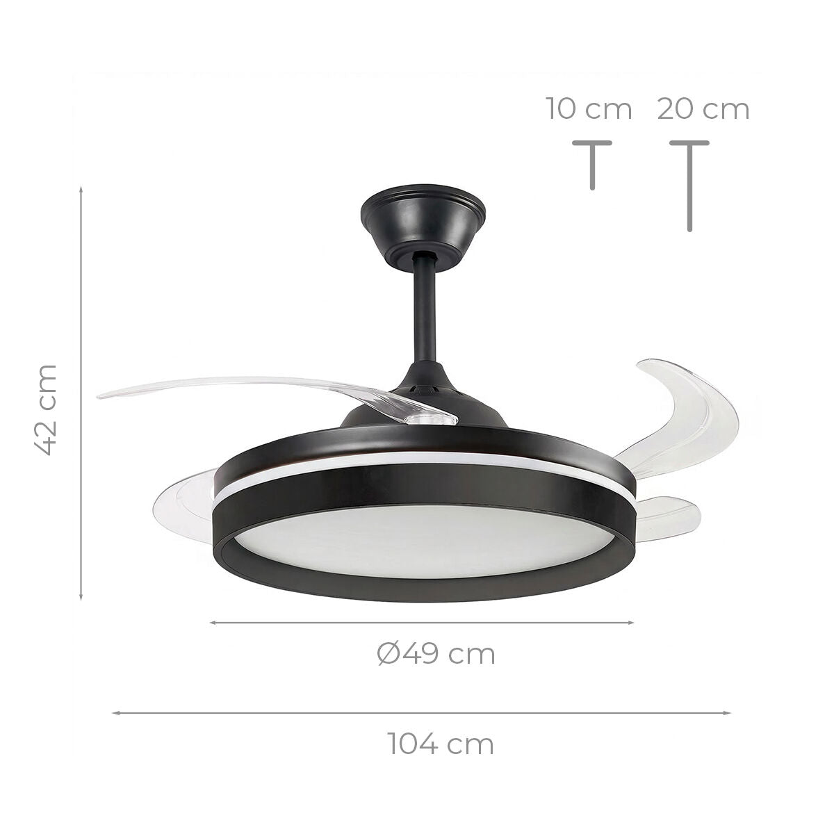 Deckenventilator LED einziehbaren Flügeln Fernbedienung