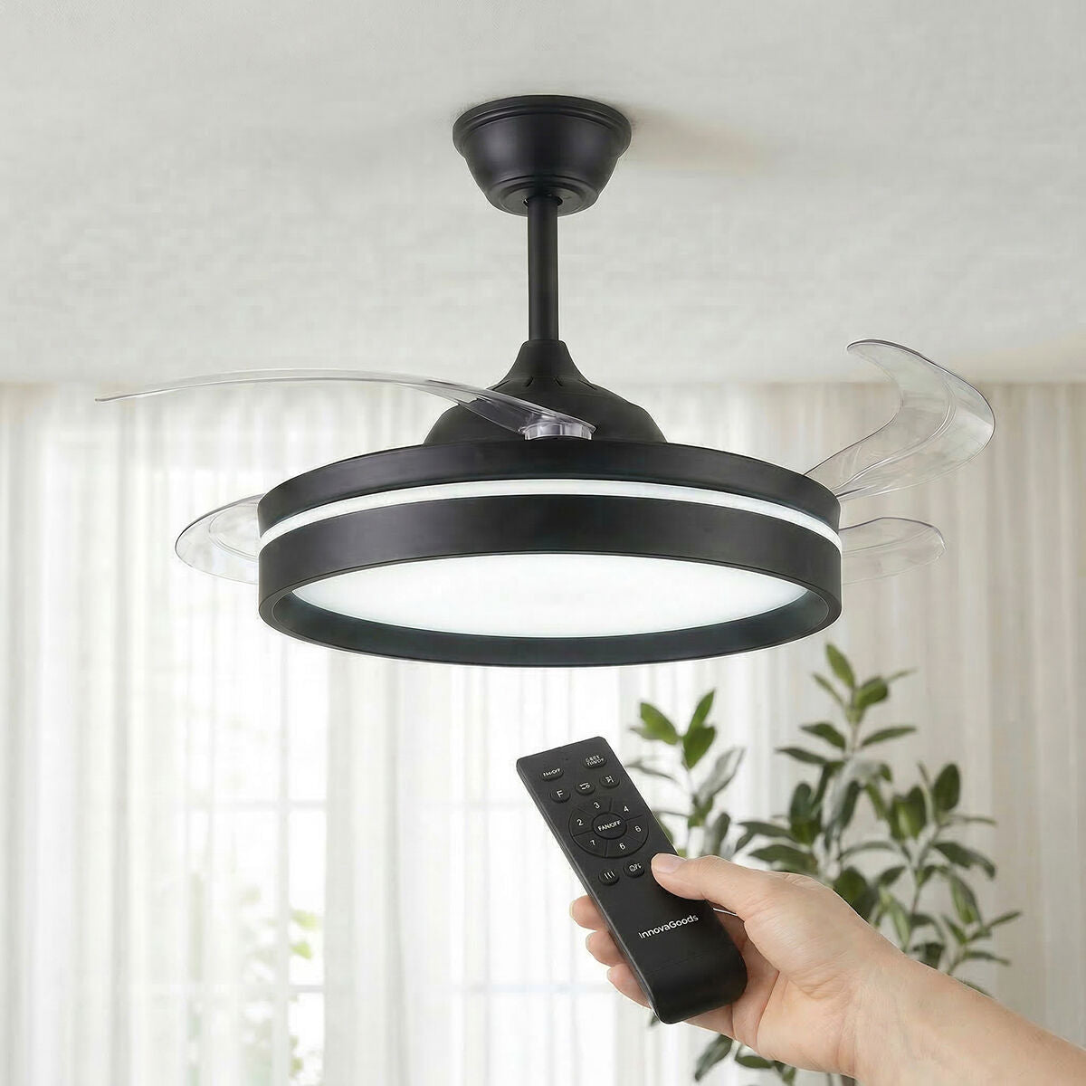 Deckenventilator LED einziehbaren Flügeln Fernbedienung
