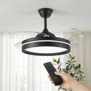 Deckenventilator mit LED-Licht, 4 einziehbaren Flügeln und Fernbedienung