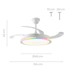 Deckenventilator RGB LED Licht einziehbare Flügel