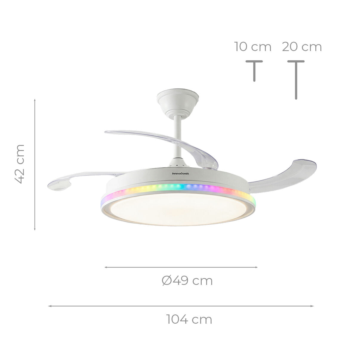 Deckenventilator RGB LED Licht einziehbare Flügel