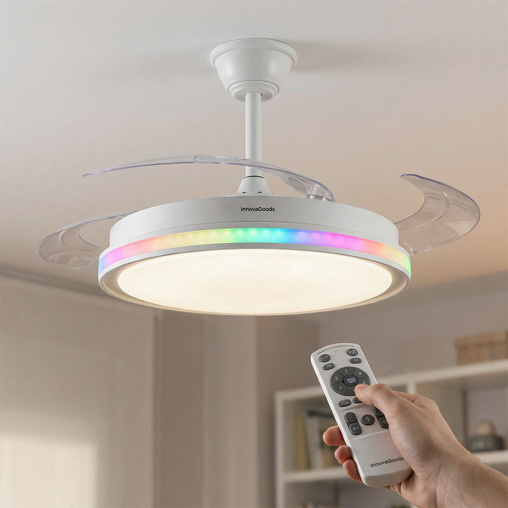 Deckenventilator RGB LED Licht einziehbare Flügel