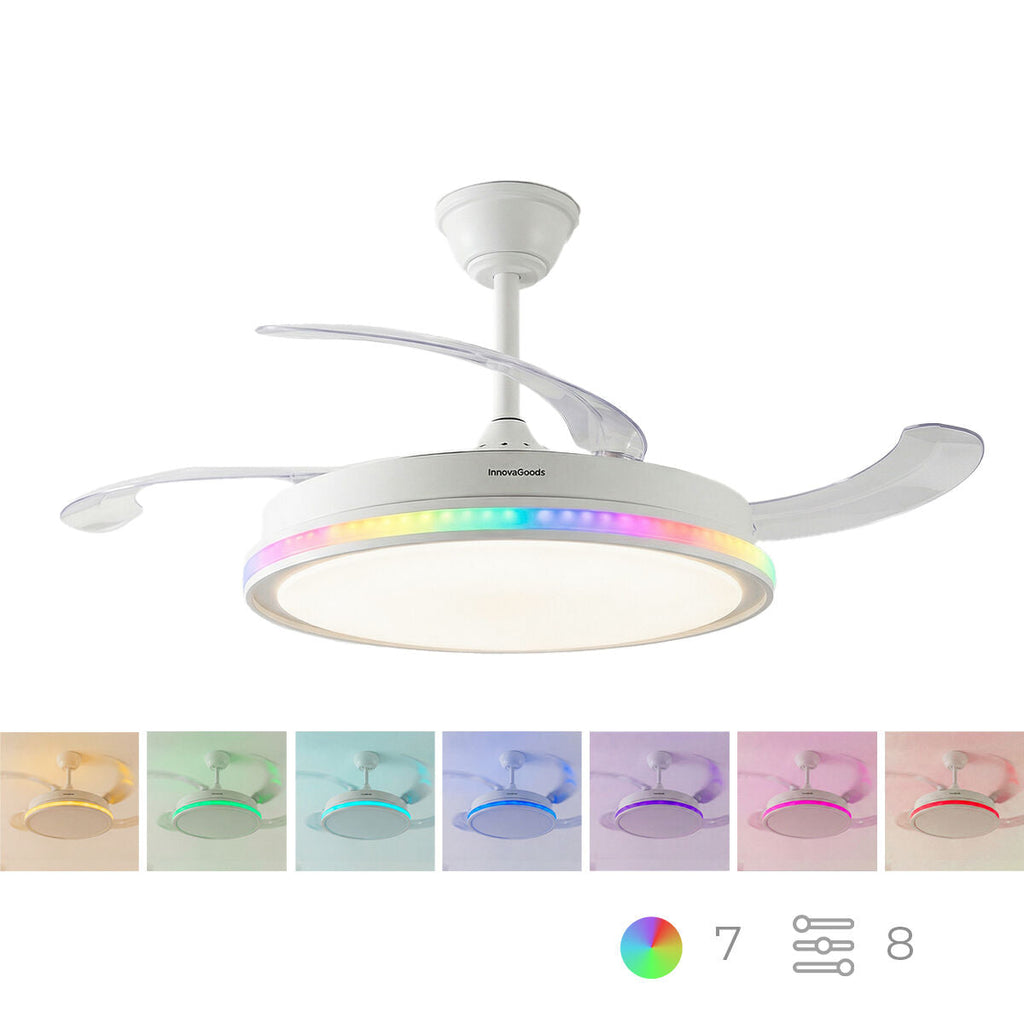 Deckenventilator RGB LED Licht einziehbare Flügel