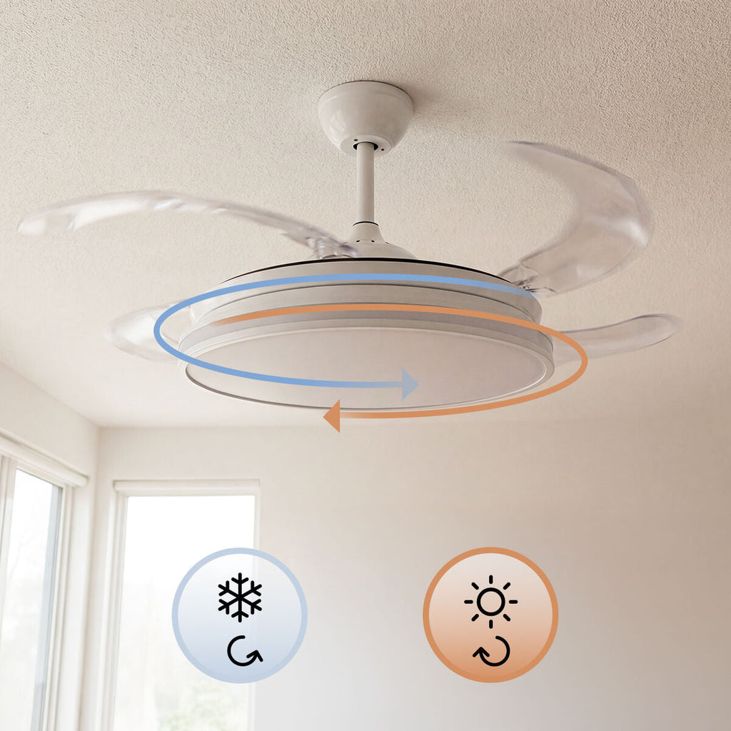 Deckenventilator RGB LED Licht einziehbare Flügel