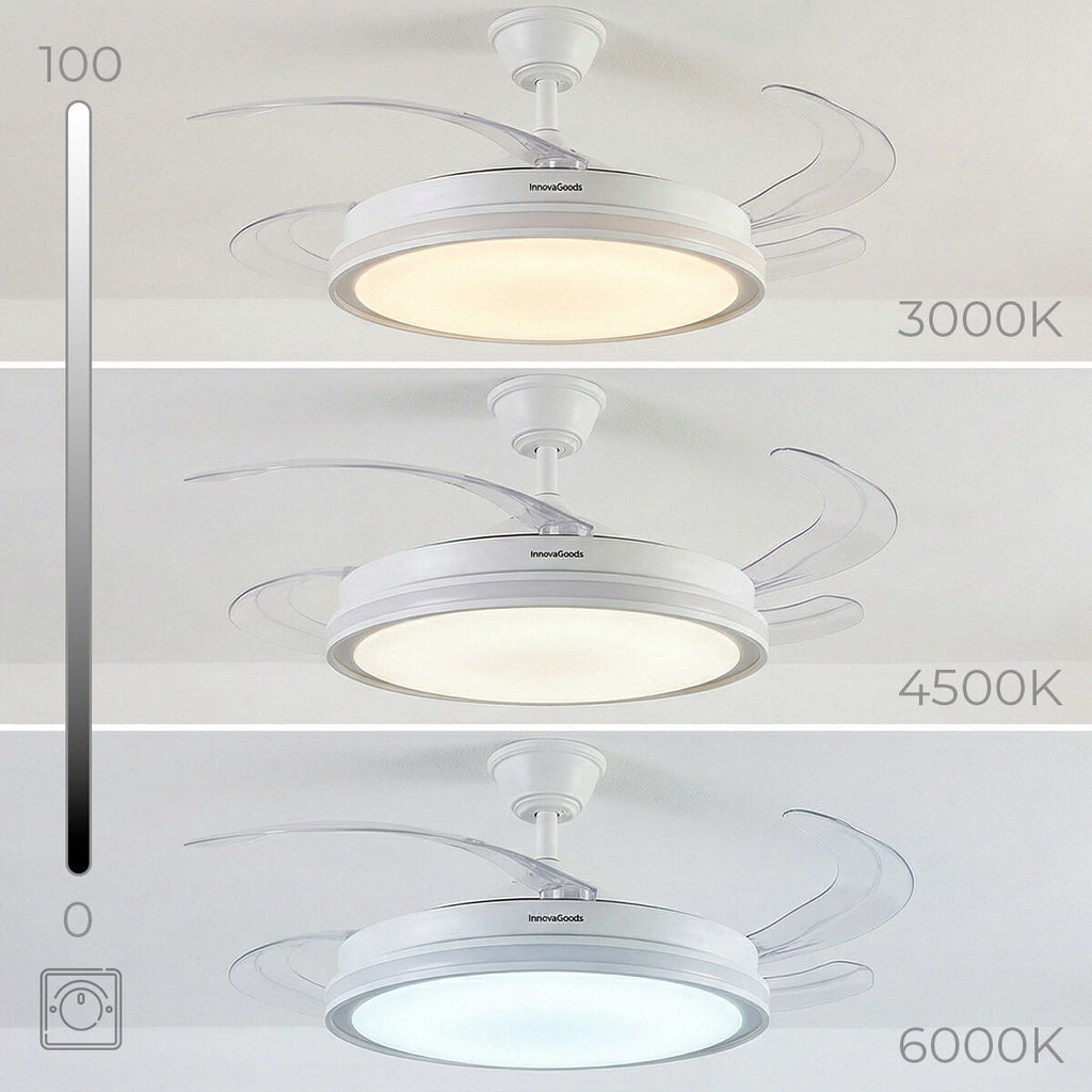 Deckenventilator RGB LED Licht einziehbare Flügel
