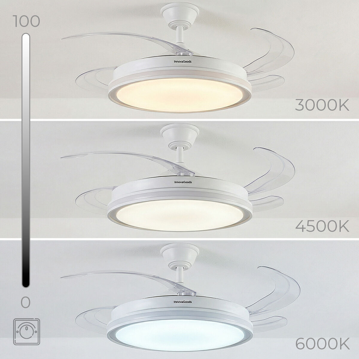 Deckenventilator RGB LED Licht einziehbare Flügel