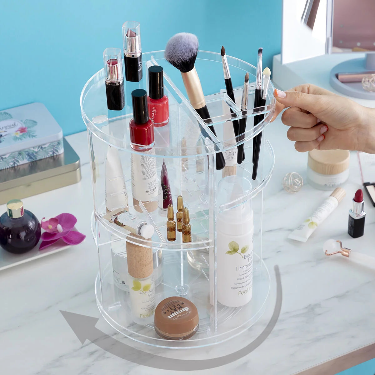 Drehbarer Make-up Organizer Rolkup – Produktansicht 2