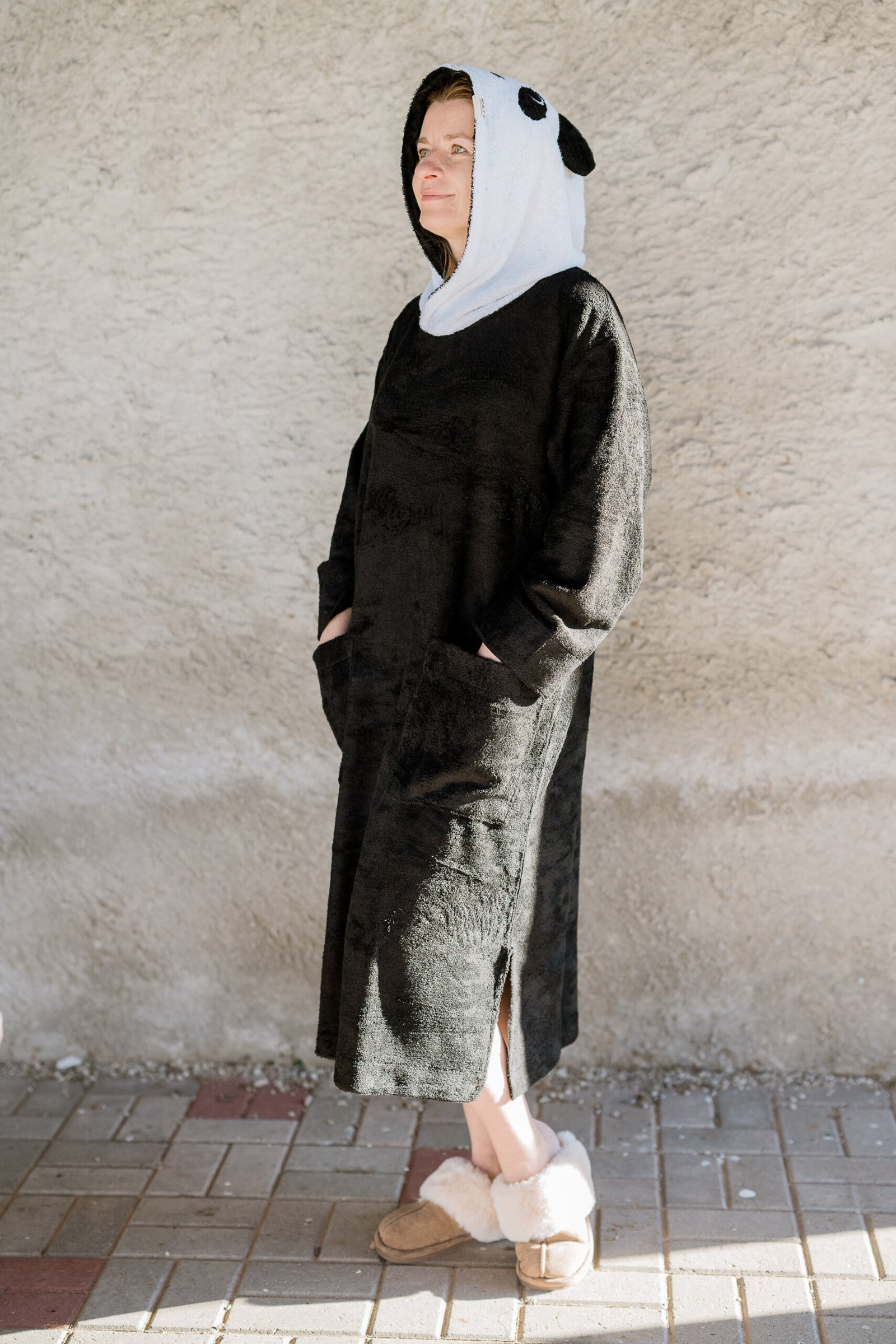 Unisex-Poncho PANDA aus OEKO-TEX Bambus-Frottee für Erwachsene – Produktansicht 3