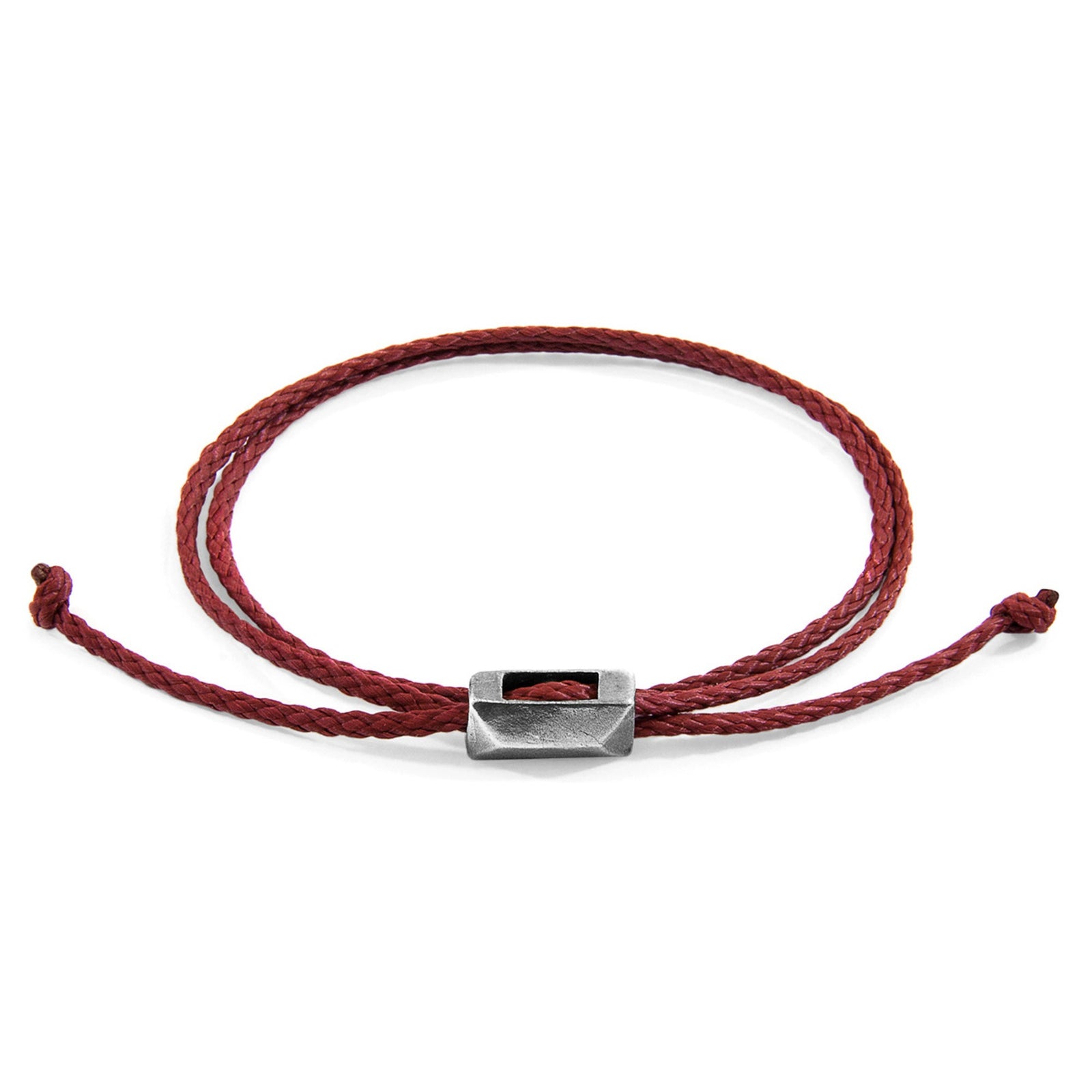 Edward Skinny-Silberarmband aus Seil – Burgunderrot