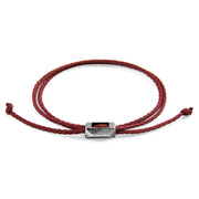 Edward Skinny-Silberarmband aus Seil – Burgunderrot