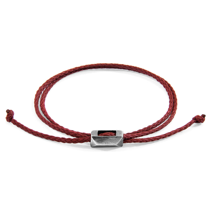Edward Skinny-Silberarmband aus Seil – Burgunderrot