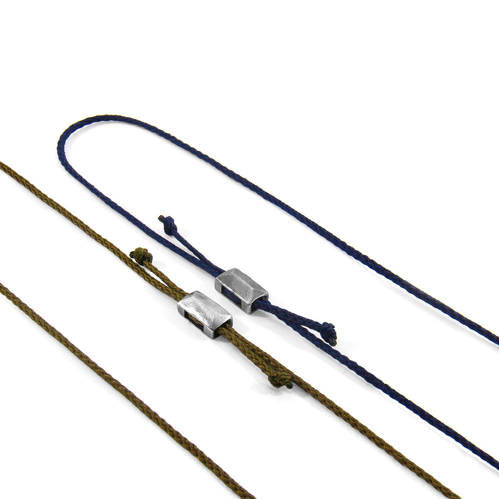 Edward Skinny-Silberarmband aus Seil – Khakigrün – Produktansicht 2