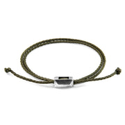 Edward Skinny-Silberarmband aus Seil – Khakigrün