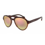 Emporio Armani Herren Sonnenbrille EA4128-57494Z mit lila Akzenten und verspiegelten braunen Aviator-Gläsern