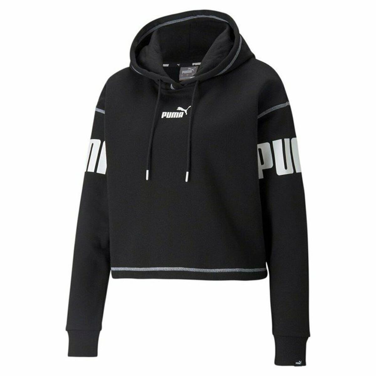 Damen Sweater Kapuze Puma Power Fl Schwarz - Mode & Accessoires