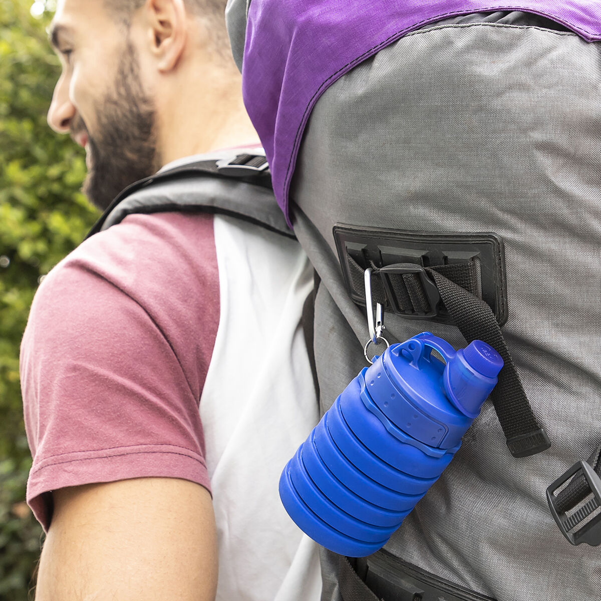 Faltbare Silikonflasche InnovaGoods für Unterwegs Blau