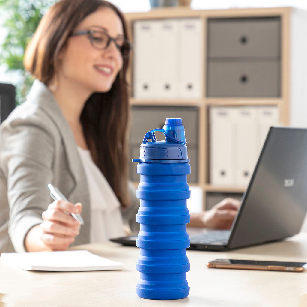 Faltbare Silikonflasche InnovaGoods für Unterwegs Blau
