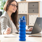 Faltbare Silikonflasche InnovaGoods für Unterwegs Blau