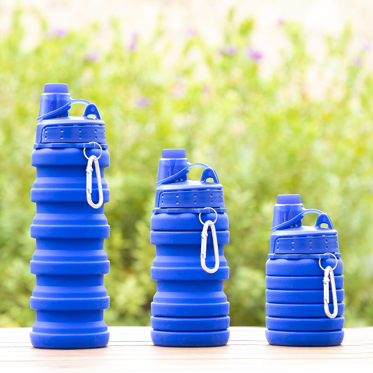 Faltbare Silikonflasche InnovaGoods für Unterwegs Blau