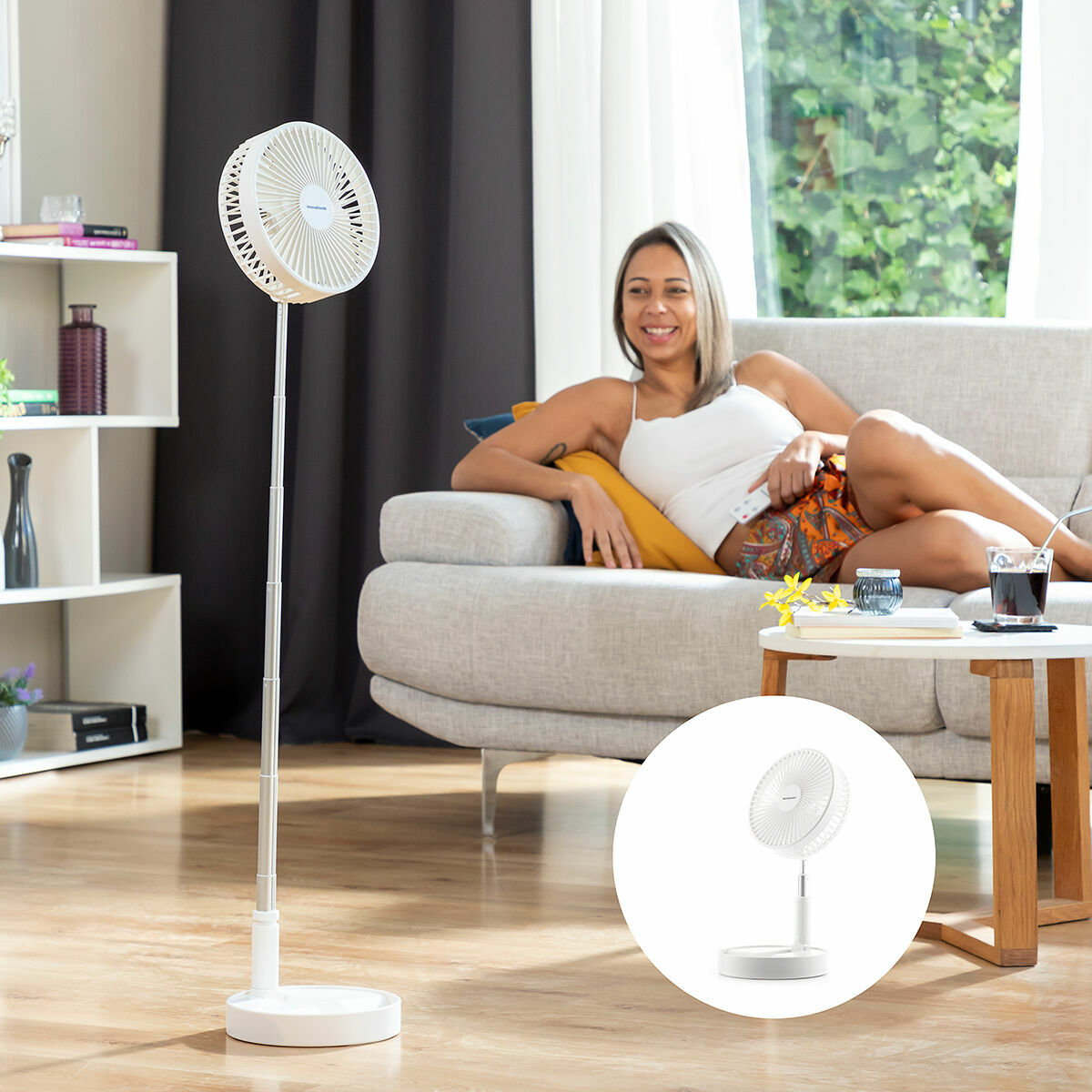 Faltbarer wiederaufladbarer 3-in-1 Ventilator 7200 mAh