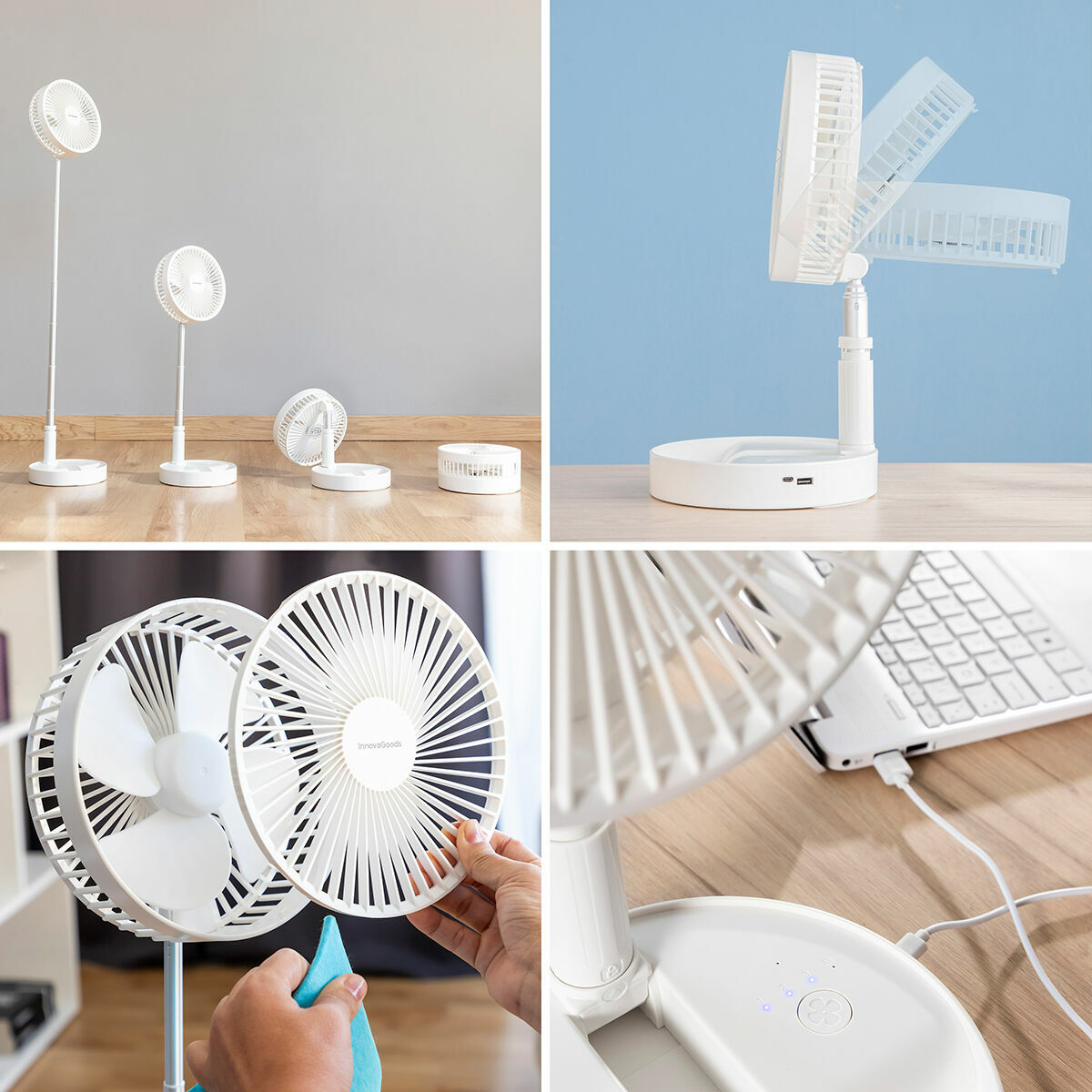 Faltbarer wiederaufladbarer 3-in-1 Ventilator 7200 mAh
