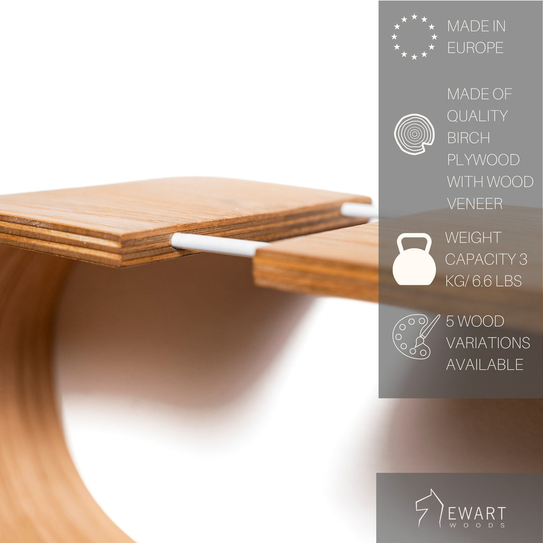 Schwebendes Wandregal aus Holz – Snake – Detailansicht 5