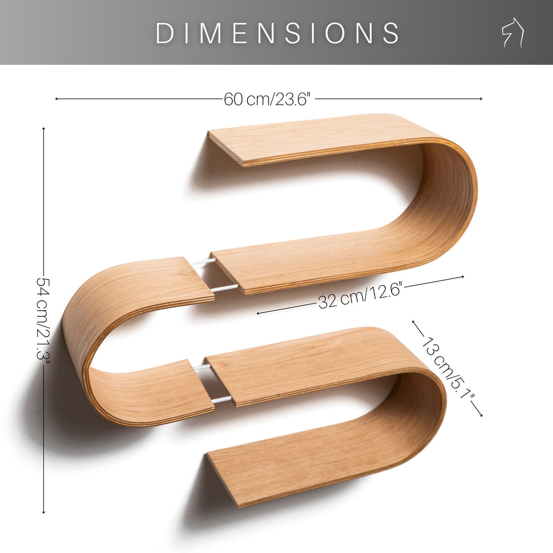 Schwebendes Wandregal aus Holz – Snake – Detailansicht 2