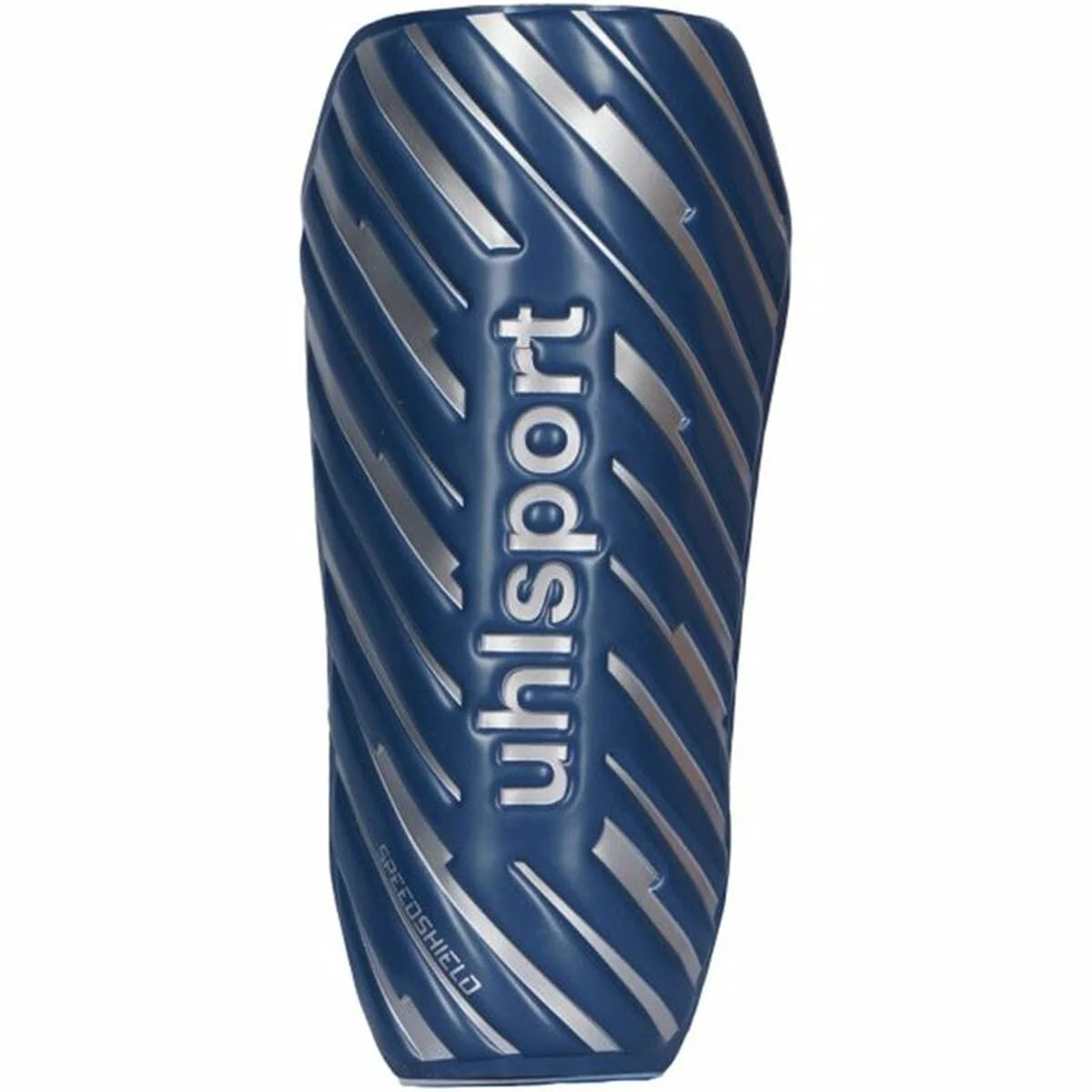 Blaue Uhlsport Speedshield Fußball-Schienbeinschoner in Vorderansicht