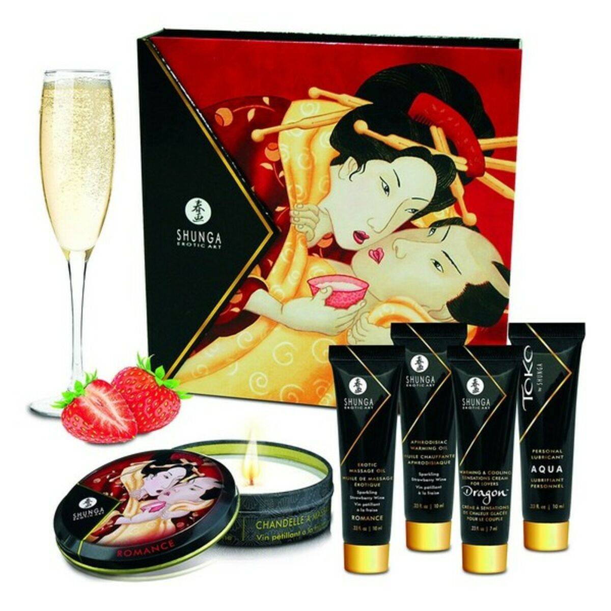 Geisha Sparkling Strawberry Wine sinnliches Verwöhnset - Erotik Shop