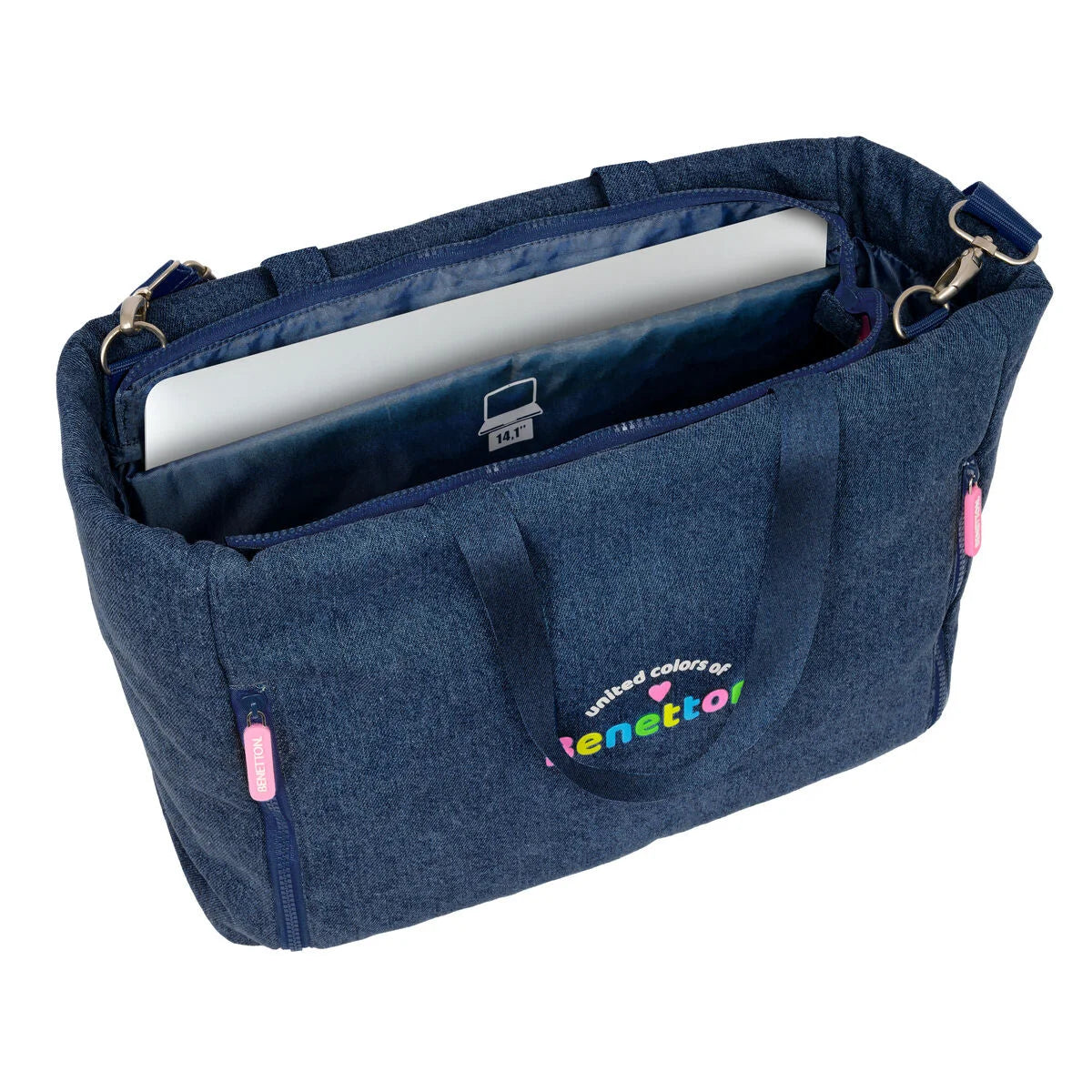 Benetton Denim Laptoptasche Blau bis 14,1 Zoll – Produktansicht 2