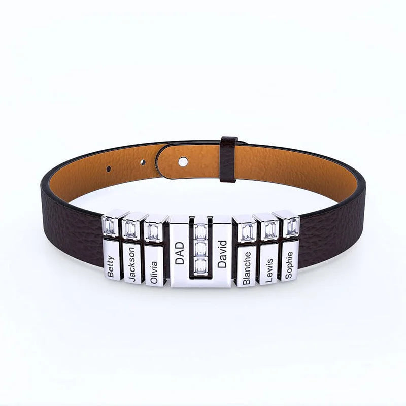 Herren Armband in Lederoptik mit Edelstahl