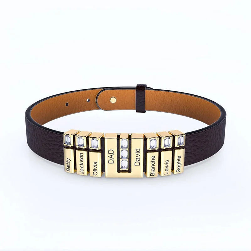 Herren Armband in Lederoptik mit Edelstahl