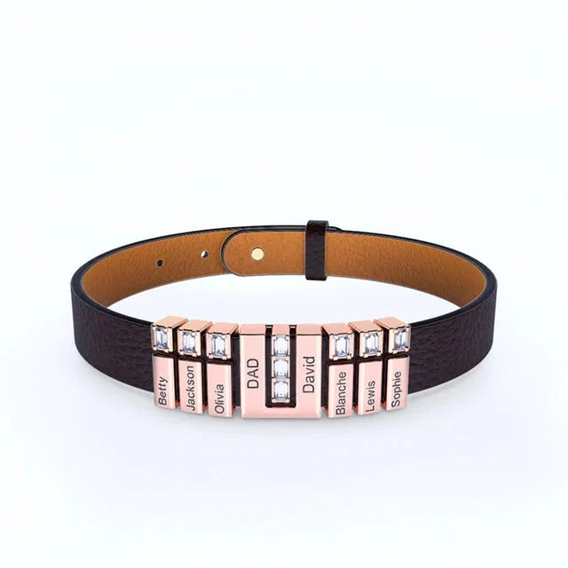 Herren Armband in Lederoptik mit Edelstahl