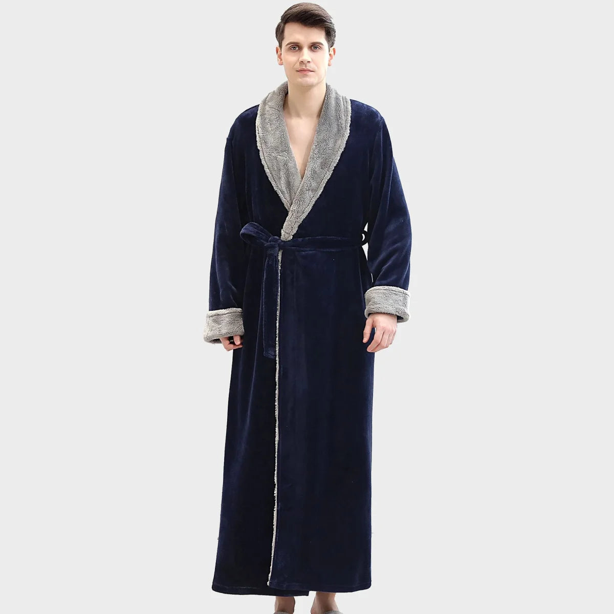 Herren langer Bademantel aus Korallenfleece