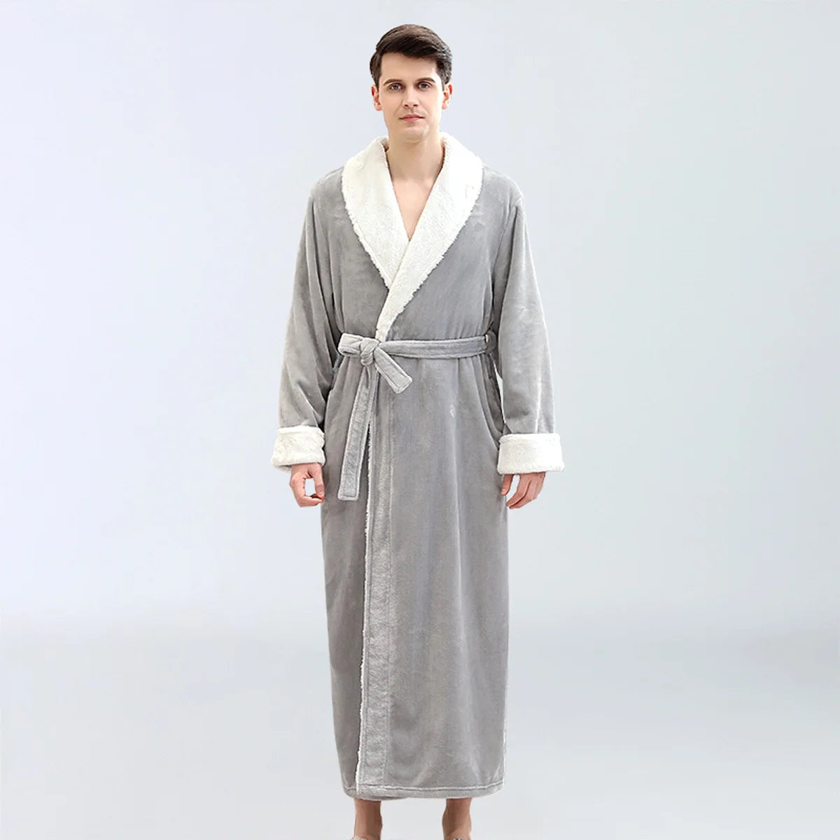 Herren langer Bademantel aus Korallenfleece – Produktansicht 3