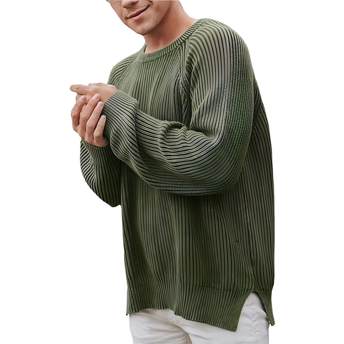 Herren Basic-Pullover locker geschnitten – ausgewählte Produktansicht