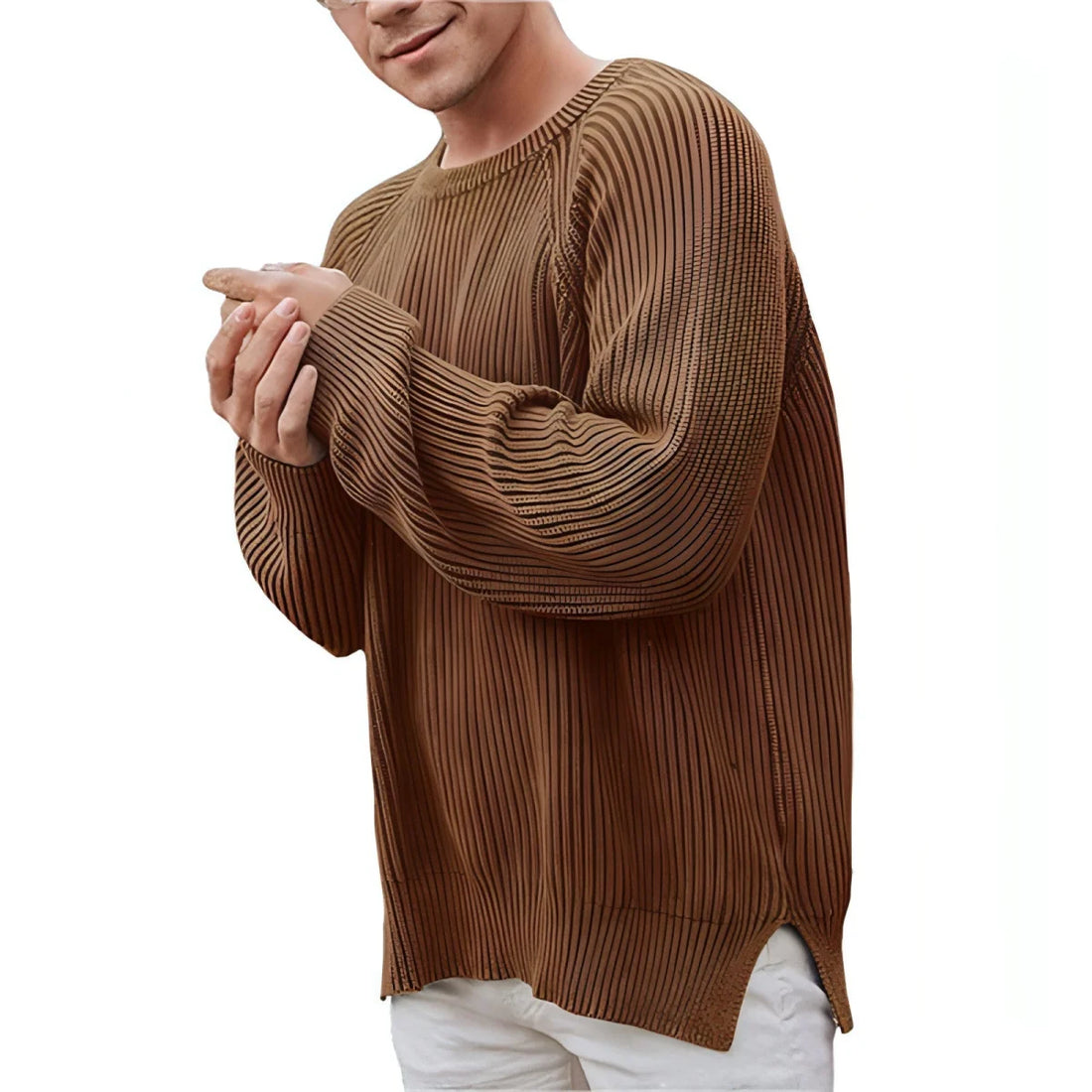 Herren Basic-Pullover locker geschnitten – Detailansicht 4