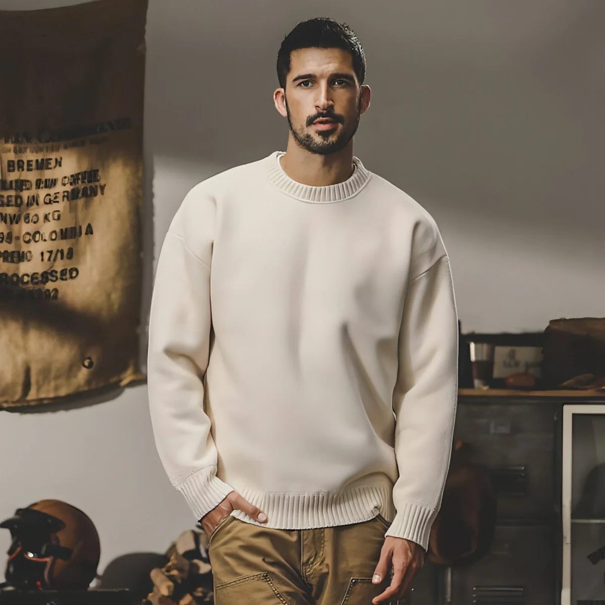 Herren Basic-Strickpullover mit Rundhals – ausgewählte Produktansicht