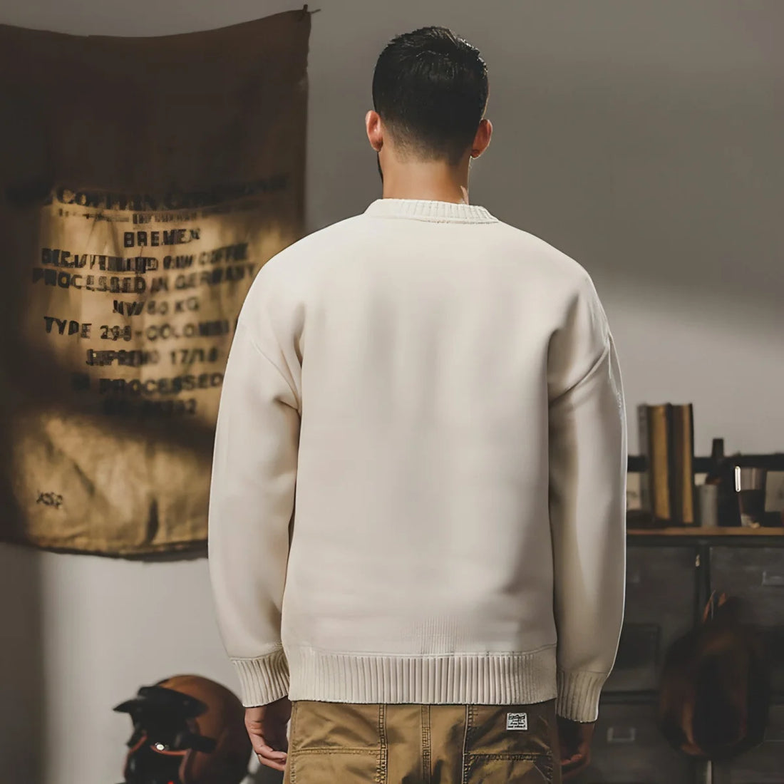 Herren Basic-Strickpullover mit Rundhals – Detailansicht 3